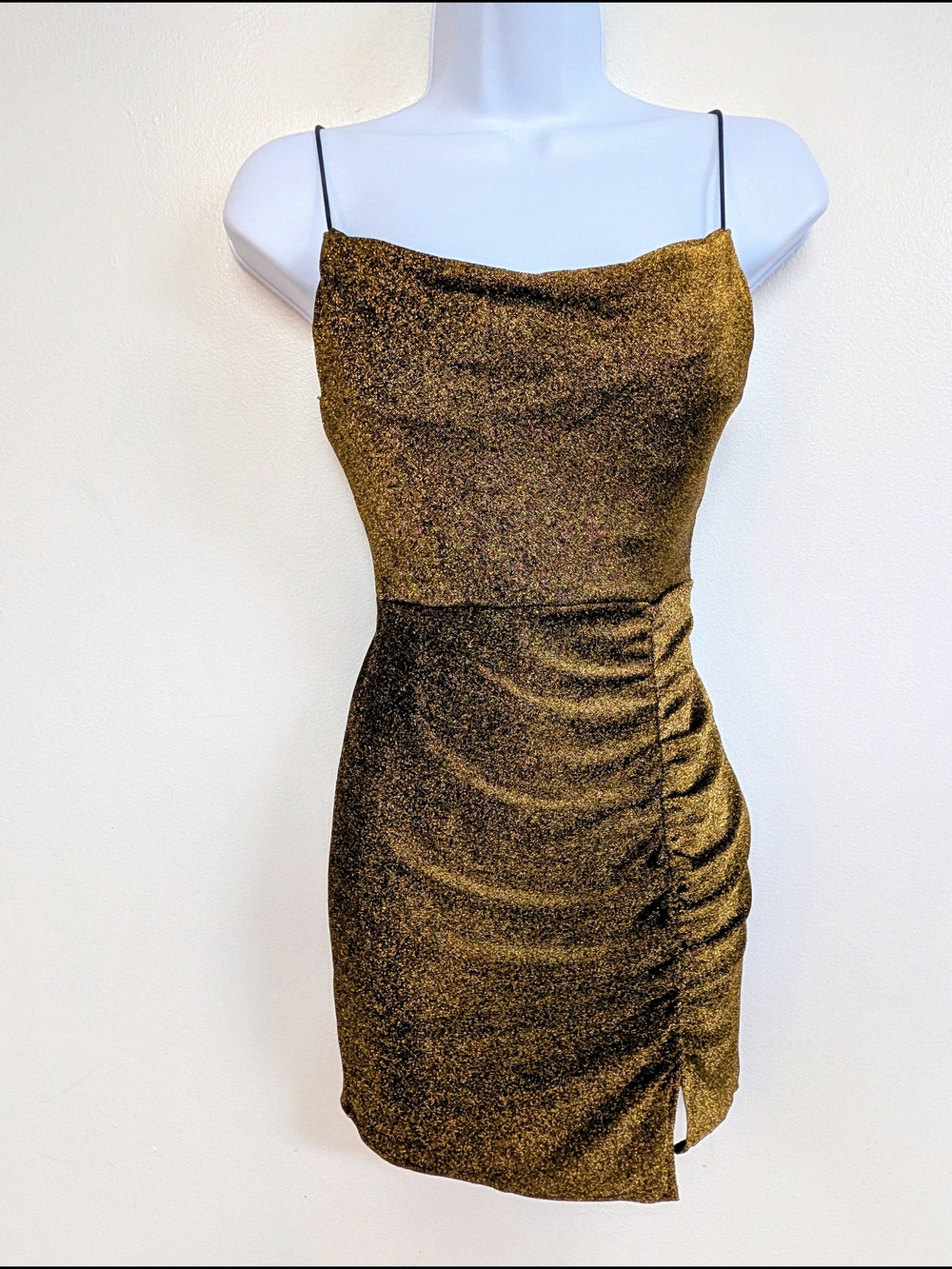 Metallic Ruched Mini Slip Dress - Picture 2 of 5
